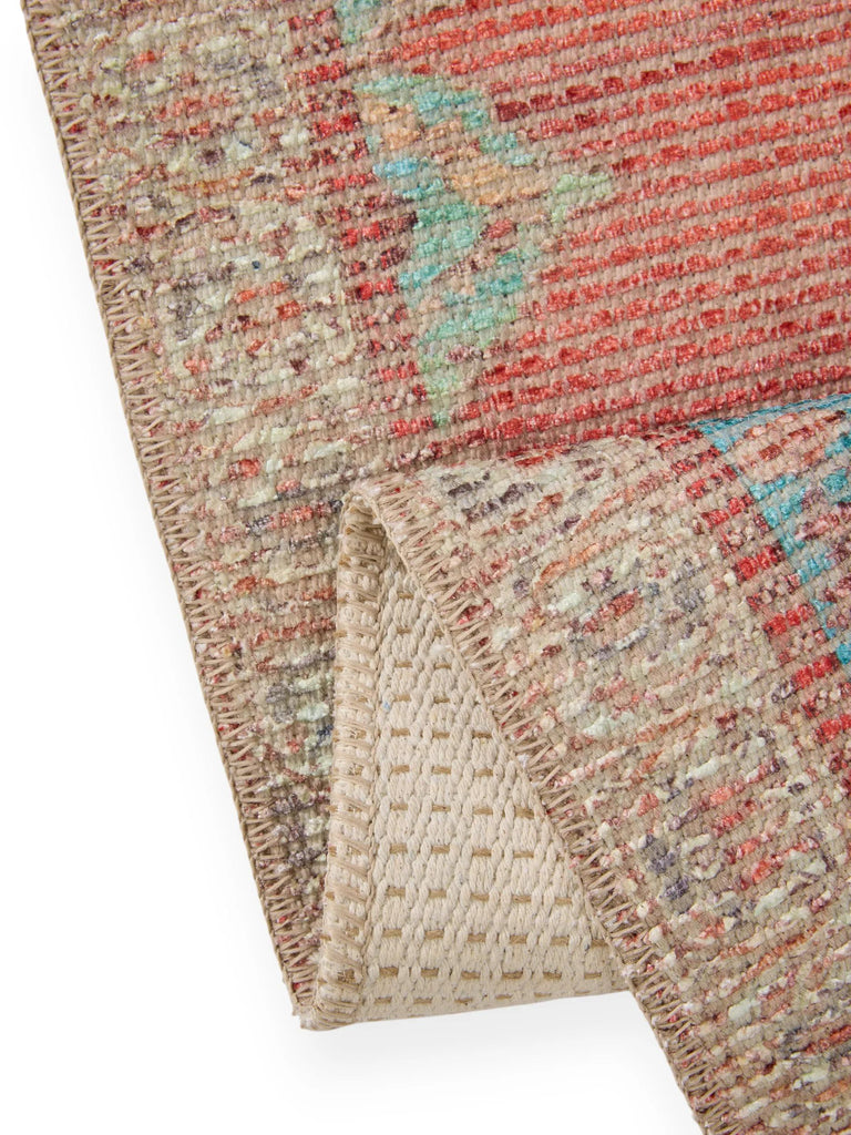 Tapis oriental style bohème de couloir rouge et bleu 80x250 cm