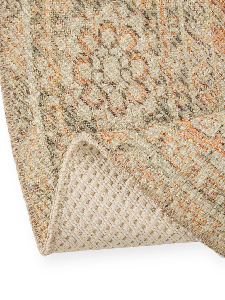 Tapis vintage motif à fleur rond beige 240 cm de diamètre