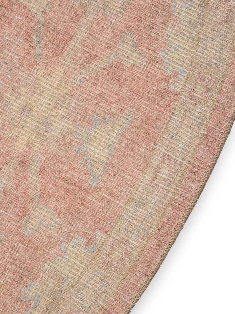 Tapis vintage motif à fleur rond rouge 240 cm de diamètre