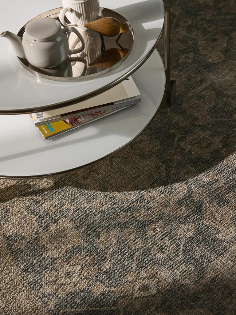 Tapis oriental rond gris 240 cm de diamètre