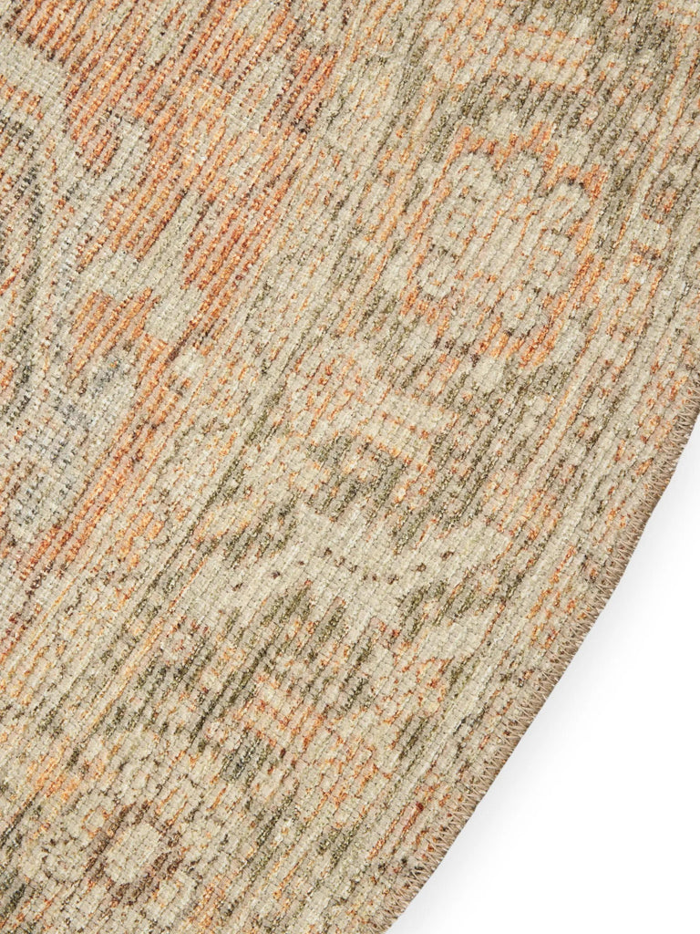 Tapis vintage motif à fleur rond beige 240 cm de diamètre