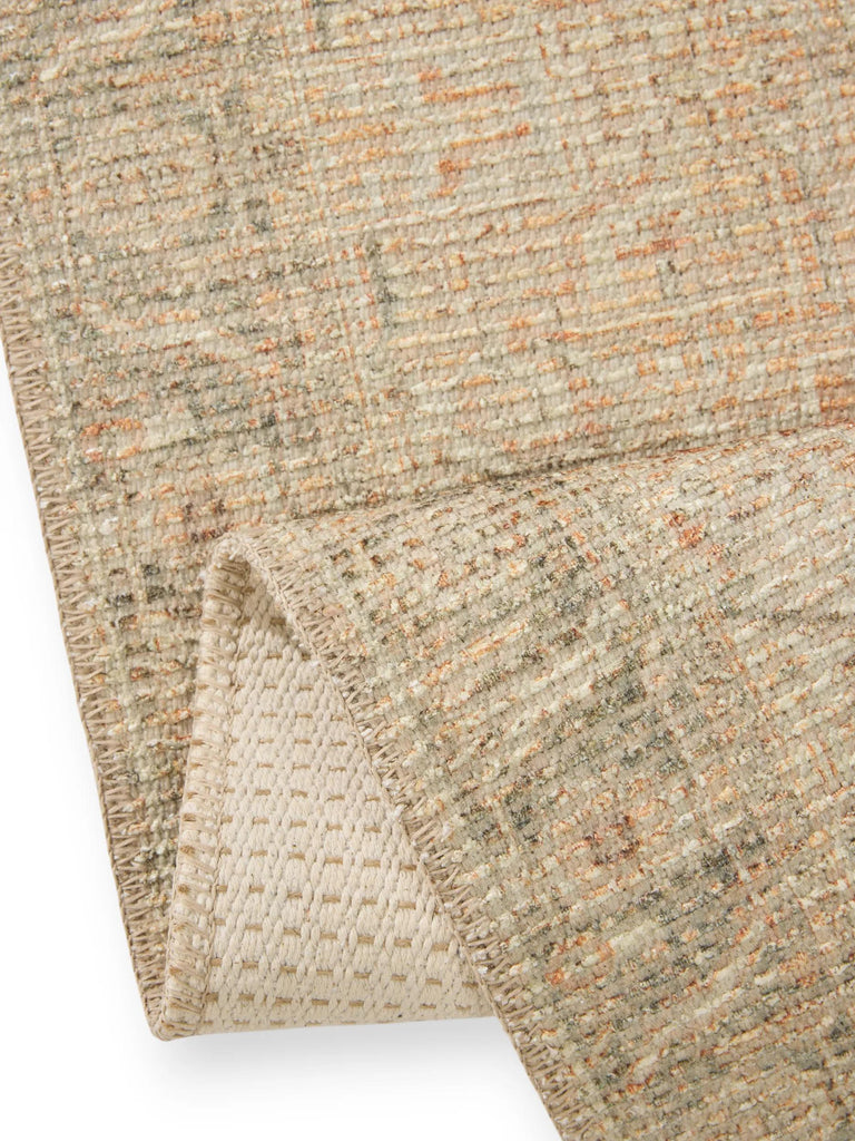 Tapis vintage motif à fleur de couloir beige 80x250 cm