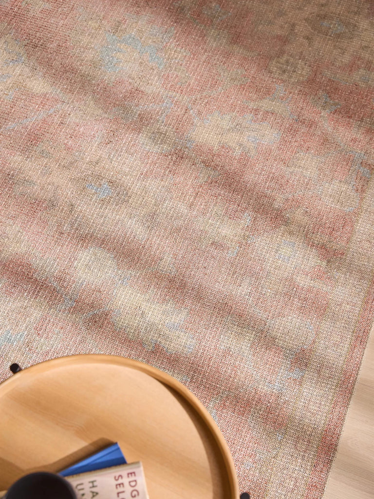 Tapis vintage motif à fleur rouge 300x400 cm