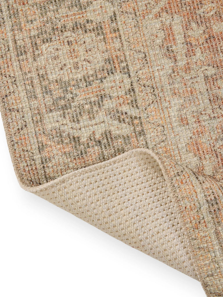 Tapis vintage motif à fleur beige 80x150 cm