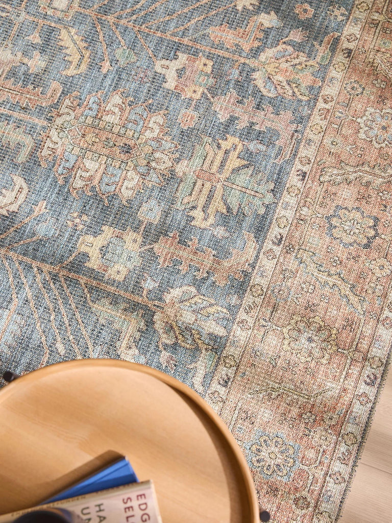 Tapis vintage inspiration bohème orange et bleu 300x400 cm