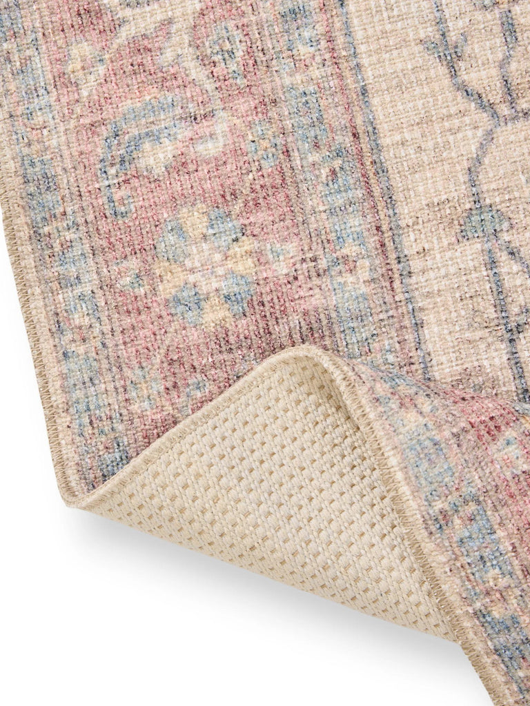 Tapis vintage inspiration oriental rouge et beige 80x150 cm