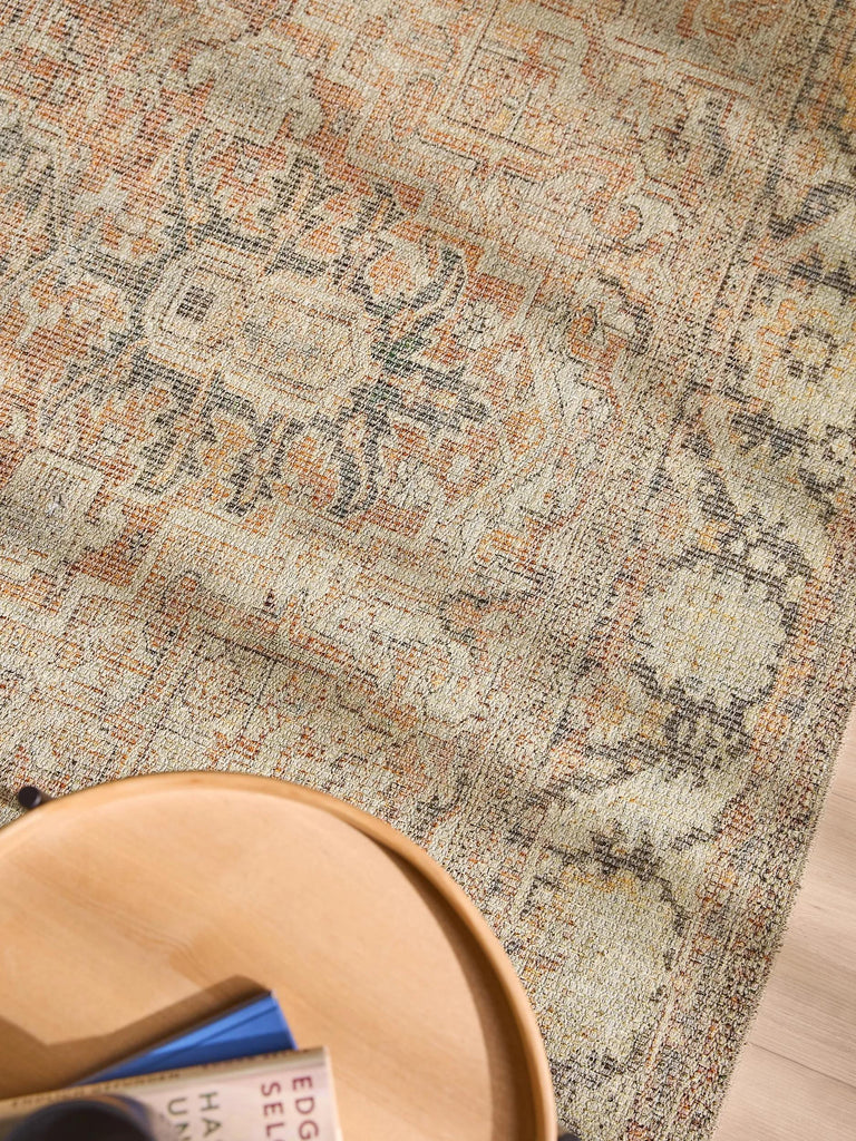 Tapis vintage motif à fleur beige 80x150 cm