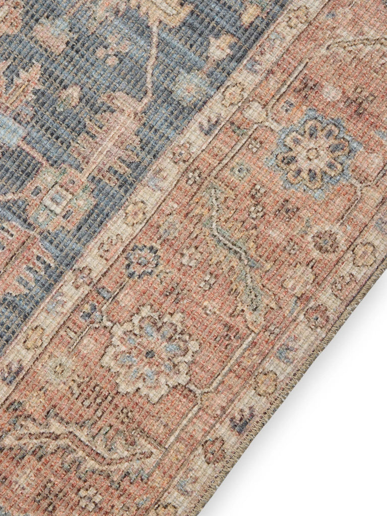 Tapis vintage inspiration bohème orange et bleu 80x150 cm