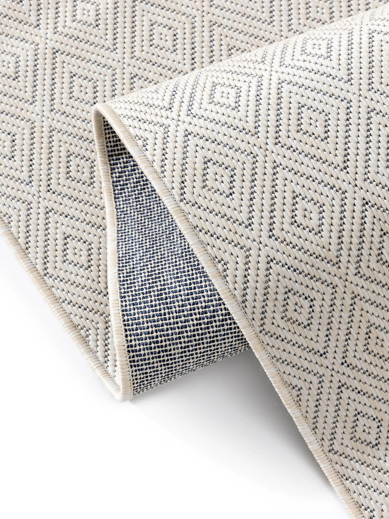 Tapis scandinave motif losange de couloir blanc d'intérieur et d'extérieur 80x300 cm