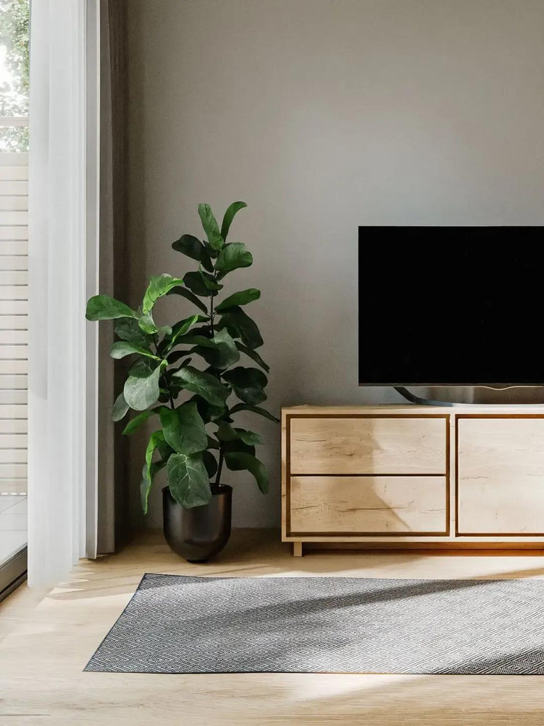 Tapis scandinave motif losange de couloir bleu d'intérieur et d'extérieur 80x300 cm