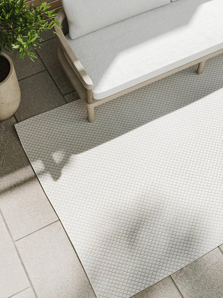 Tapis moderne motif losange blanc d'intérieur et d'extérieur 140x200 cm