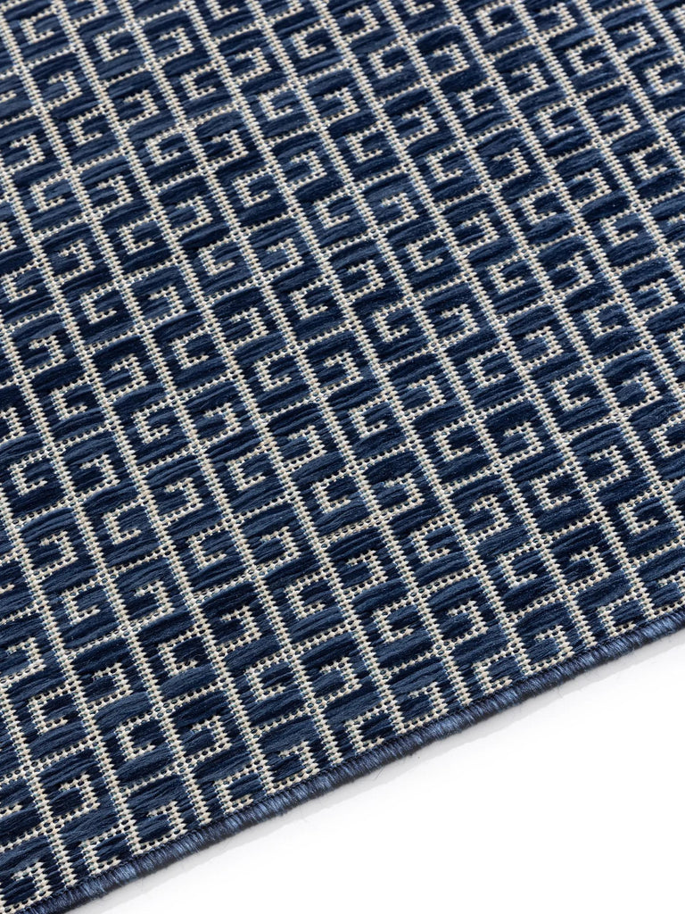 Tapis moderne motif grec bleu d'intérieur et d'extérieur 140x200 cm