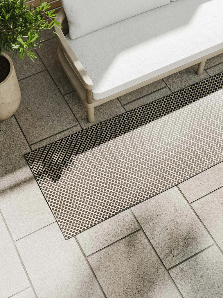 Tapis moderne motif losange de couloir noir d'intérieur et d'extérieur 70x200 cm