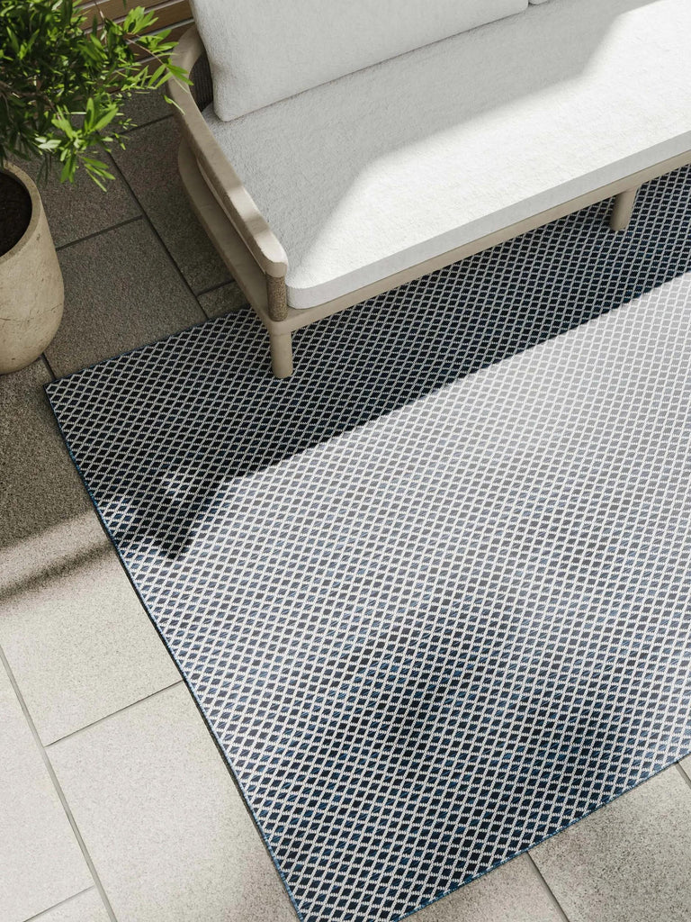 Tapis moderne motif losange bleu d'intérieur et d'extérieur 160x230 cm