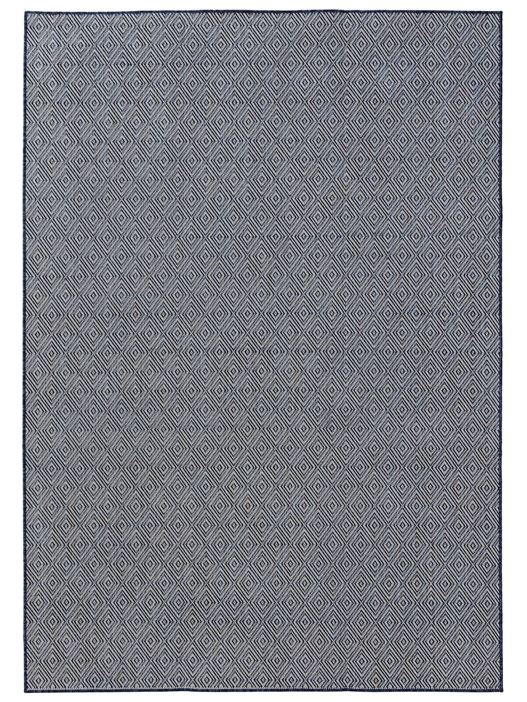 Tapis scandinave motif losange bleu d'intérieur et d'extérieur 140x200 cm