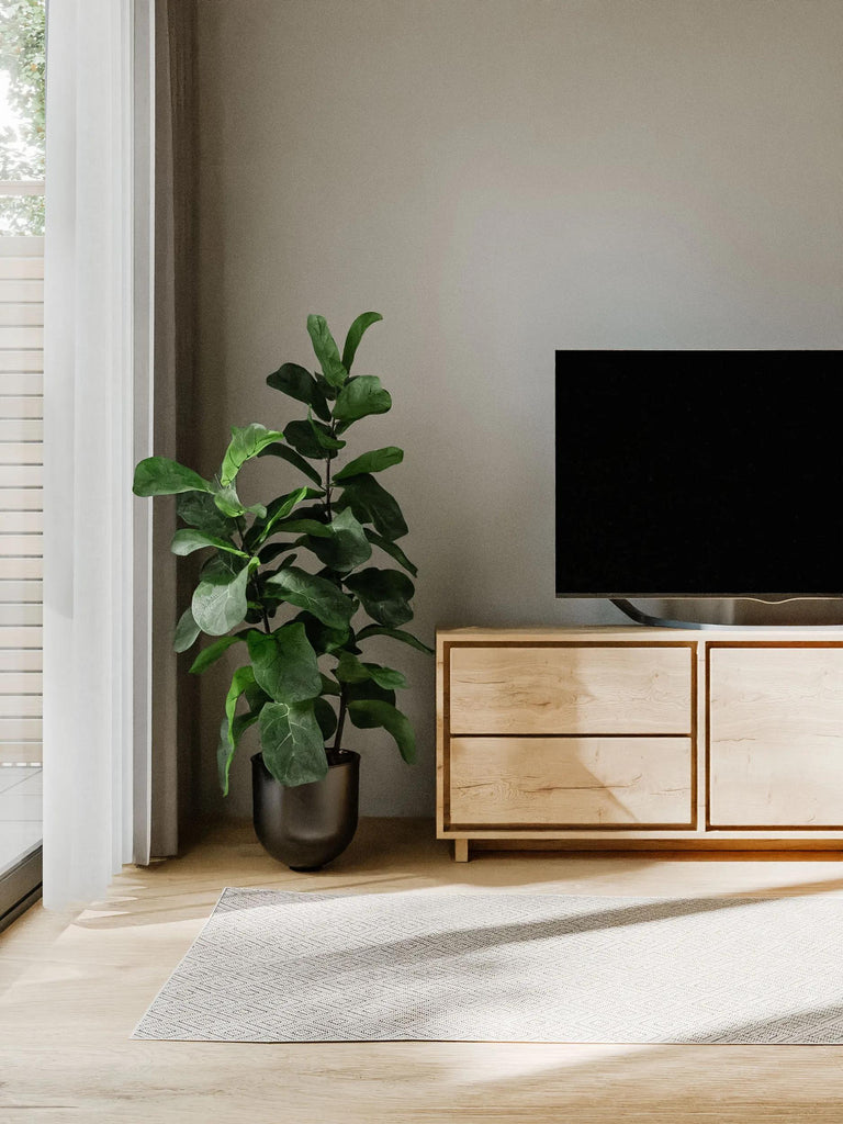 Tapis scandinave motif losange blanc d'intérieur et d'extérieur 120x170 cm