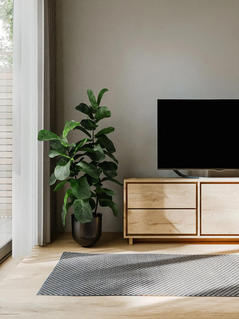 Tapis moderne motif losange de couloir bleu d'intérieur et d'extérieur 80x300 cm