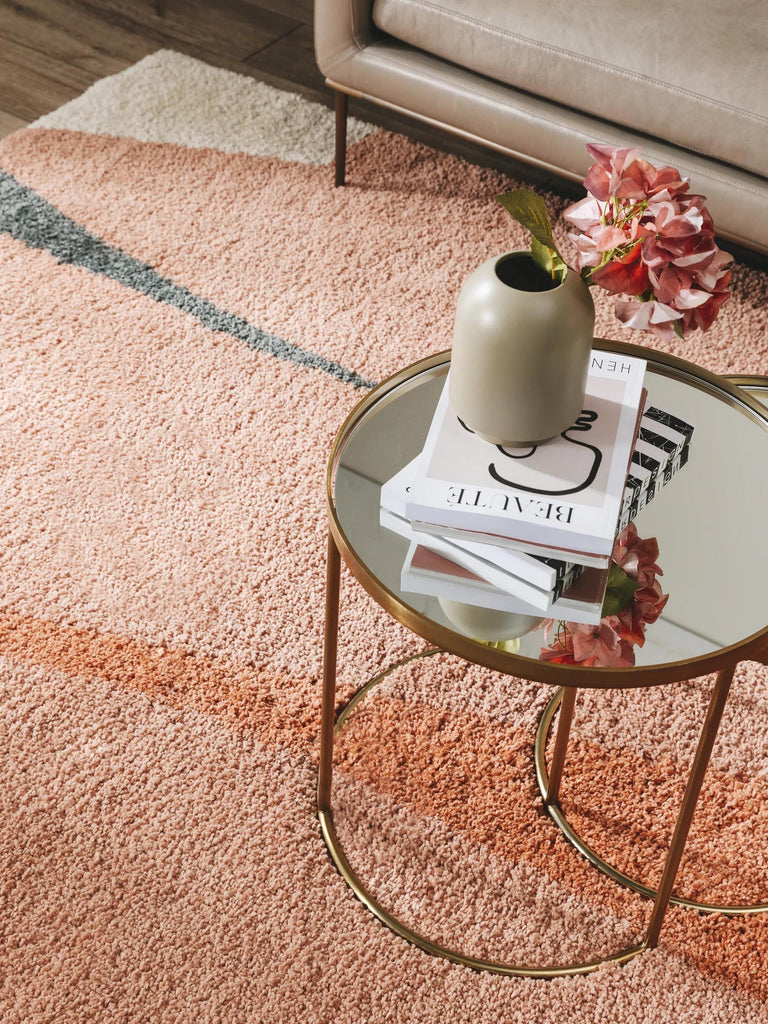 Tapis contemporain design terracotta et beige 120x170 cm