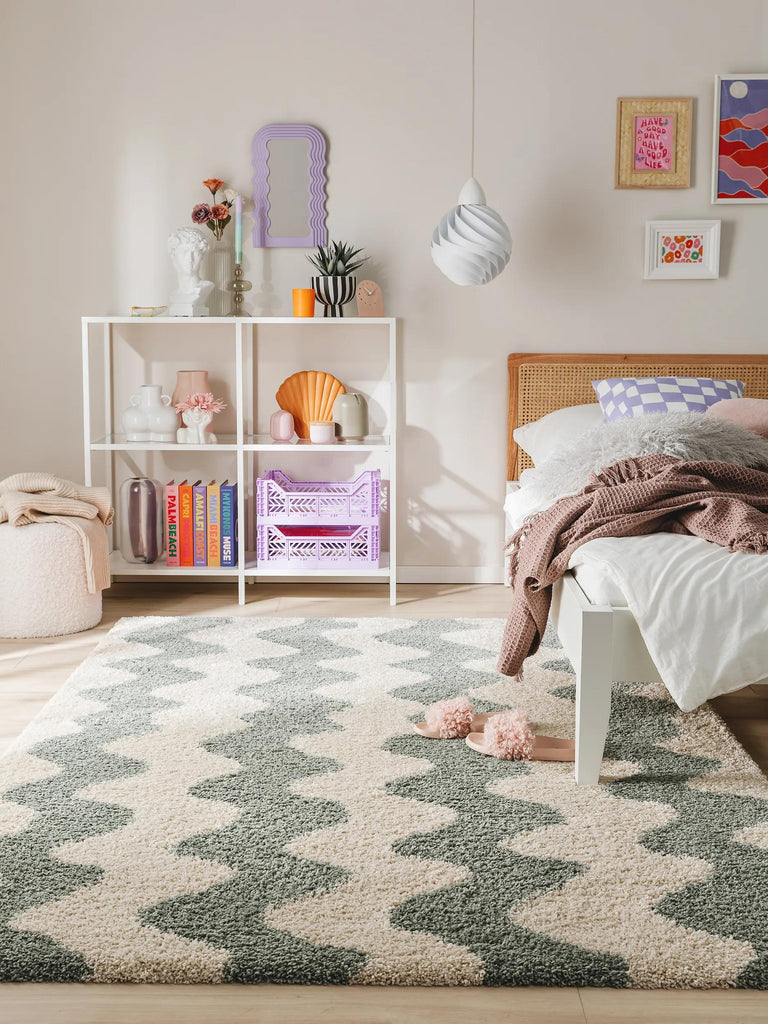 Tapis rétro design vert 140x200 cm