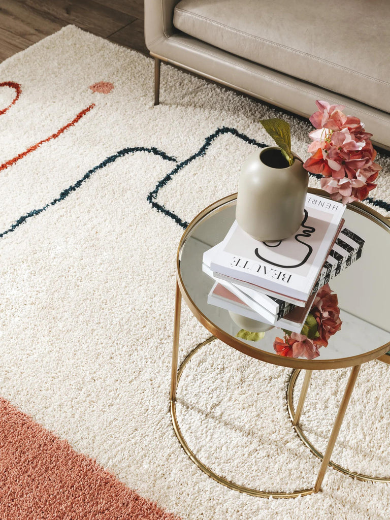 Tapis contemporain abstrait beige et multicolore 140x200 cm