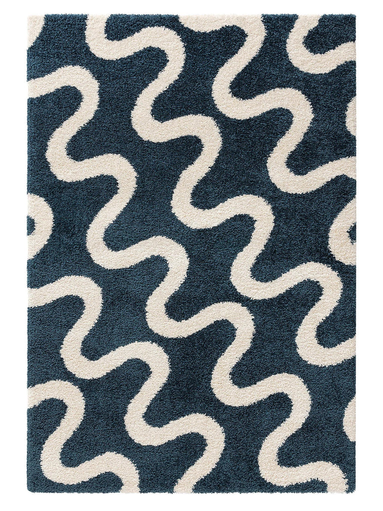 Tapis rétro design bleu 140x200 cm