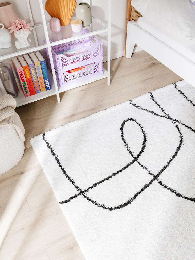 Tapis contemporain design noir et blanc 200x290 cm