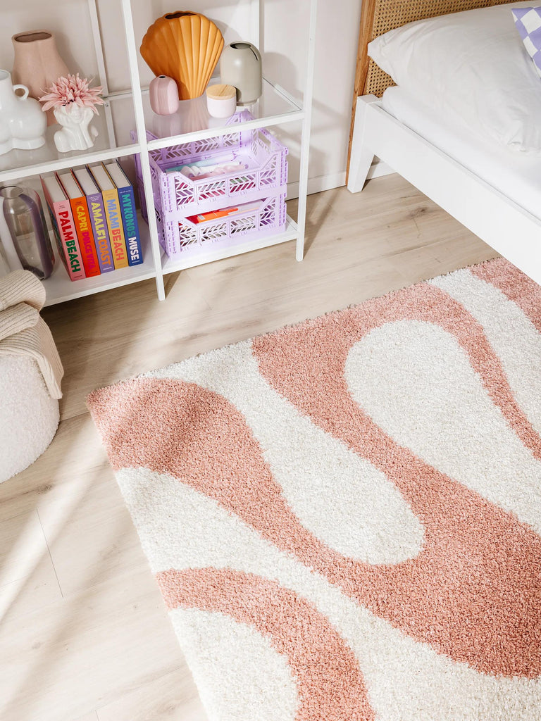 Tapis rétro design rose 140x200 cm