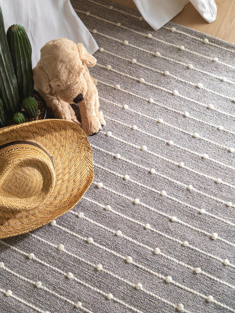 Tapis scandinave perlé enfant gris en coton 160x230 cm