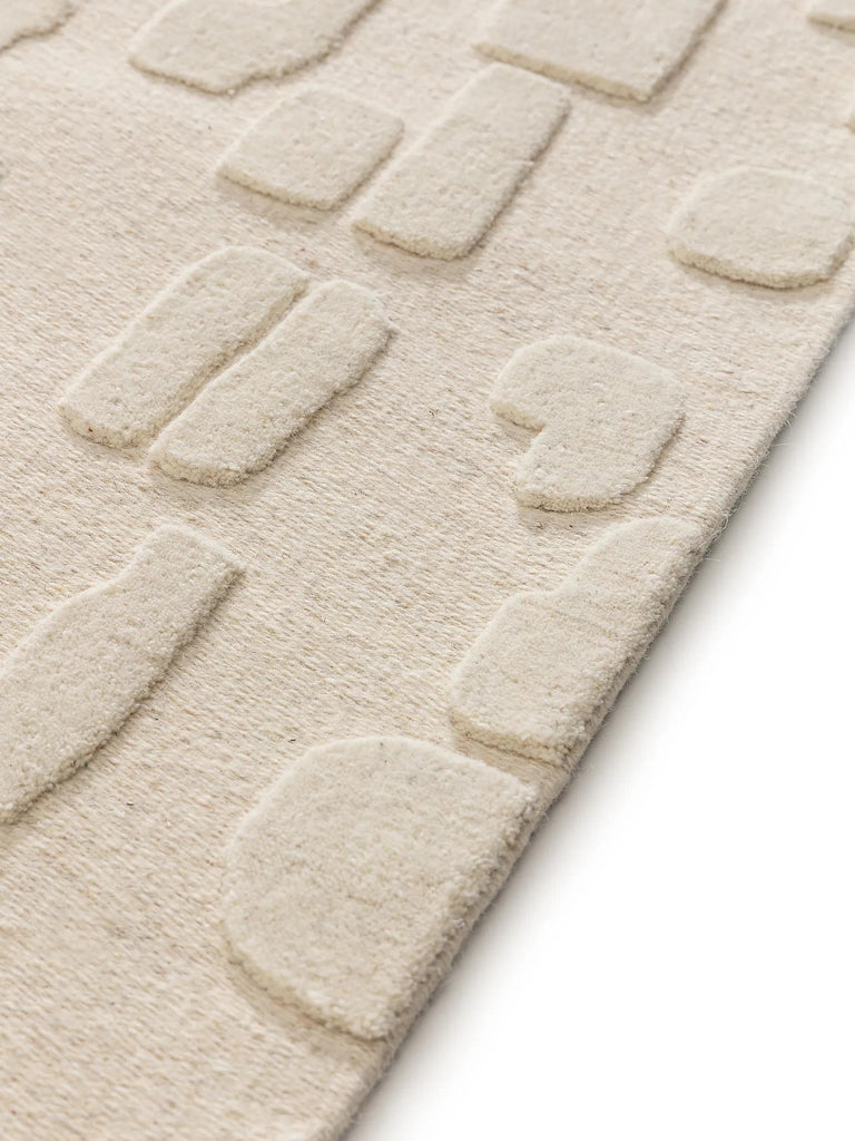 Tapis moderne motif pierre crème en laine 200x300 cm