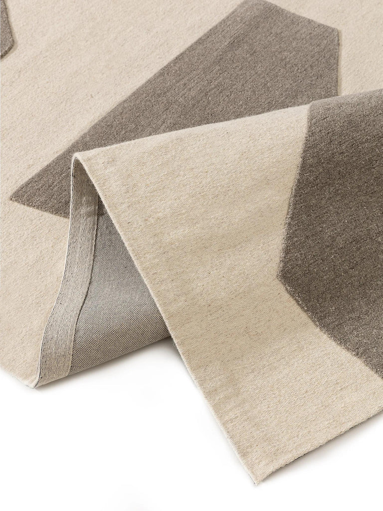 Tapis géométrique moderne gris et beige en laine 200x300 cm