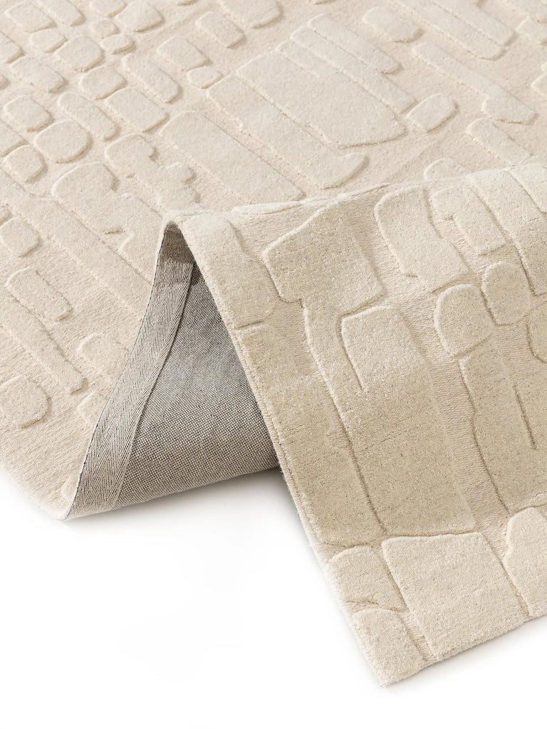 Tapis moderne motif pierre crème en laine 120x170 cm