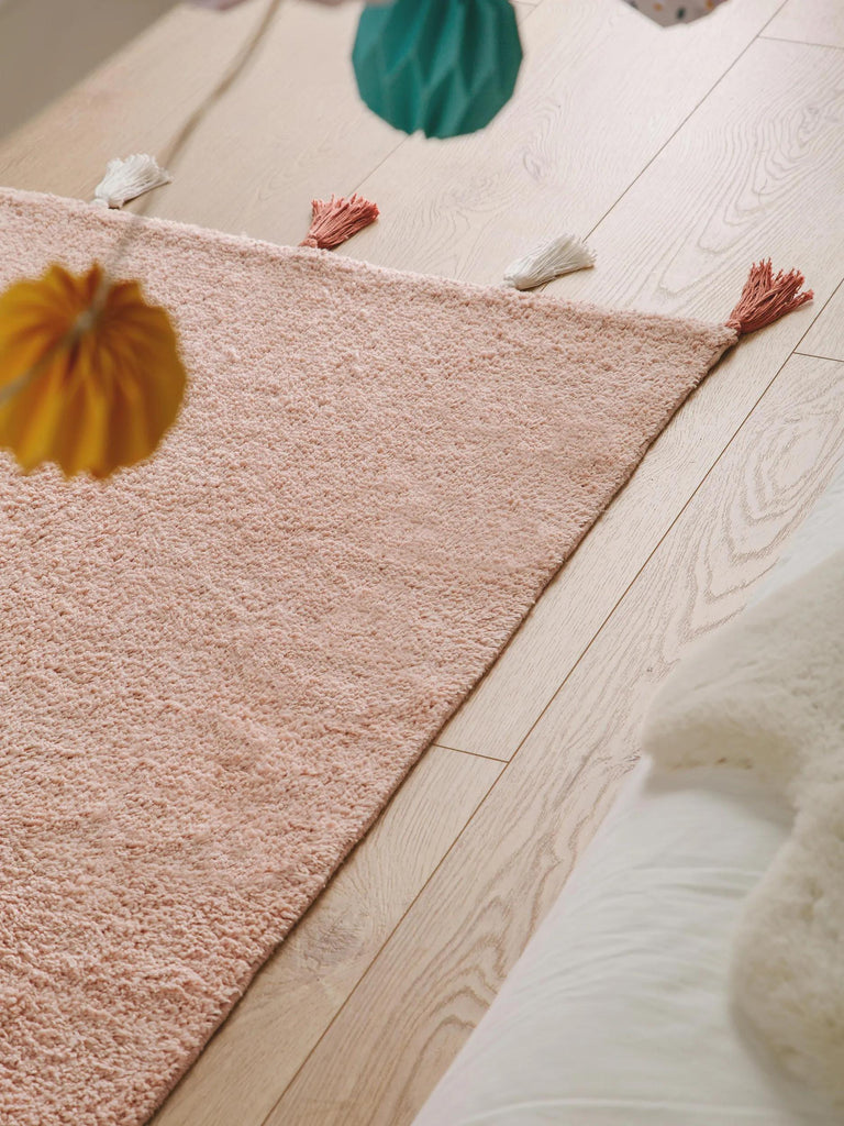 Tapis bohème à franges enfant terracotta en coton 80x120 cm