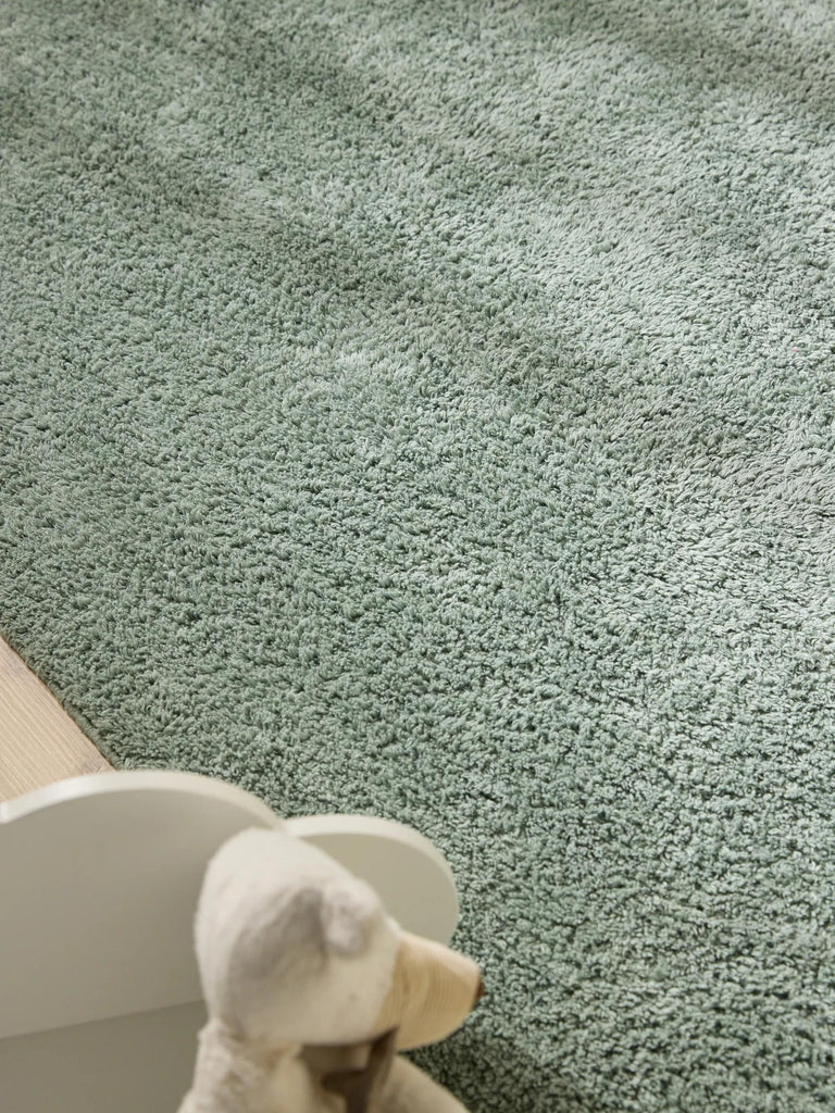 Tapis bohème à franges enfant vert en coton 80x120 cm