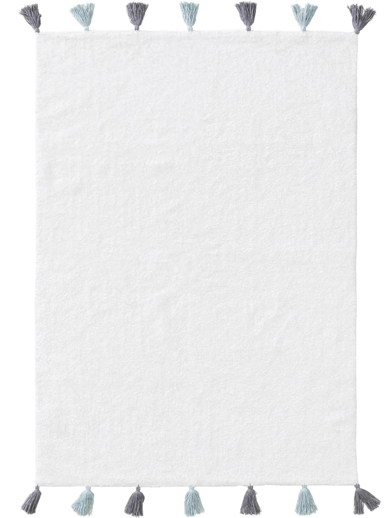 Tapis moderne à franges enfant blanc en coton 150x220 cm