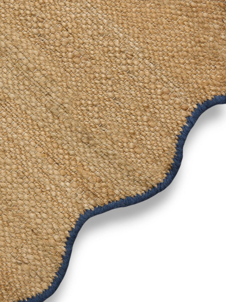 Tapis scandinave motif vague marron et bleu en jute 200x300 cm