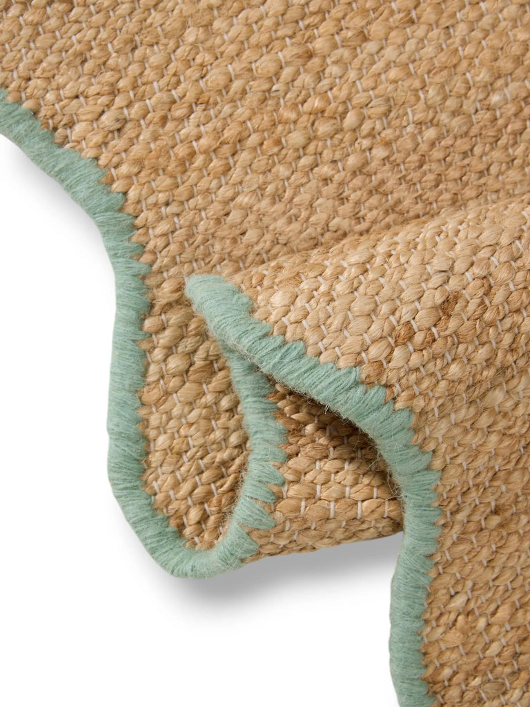 Tapis scandinave motif vague de couloir marron et turquoise en jute 80x250 cm