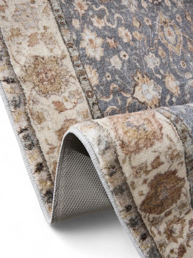 Tapis oriental de couloir beige et bleu 80x240 cm