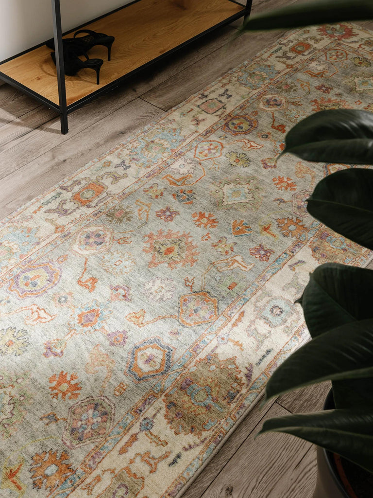 Tapis ethnique style oriental de couloir multicolore et orange 80x240 cm