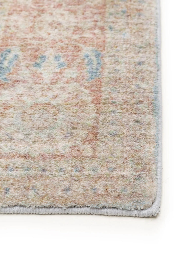 Tapis vintage oriental beige et bleu 80x150 cm