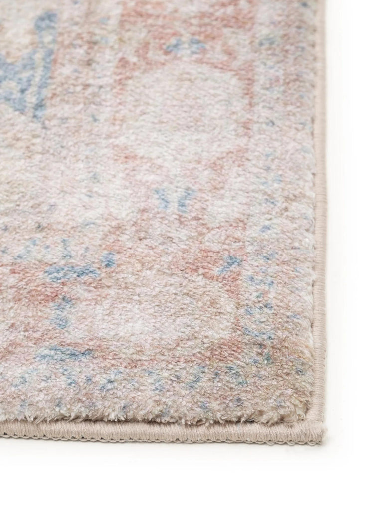 Tapis vintage oriental de couloir beige et bleu 80x240 cm