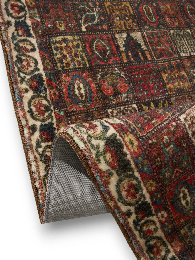 Tapis patchwork ethnique de couloir rouge 80x240 cm