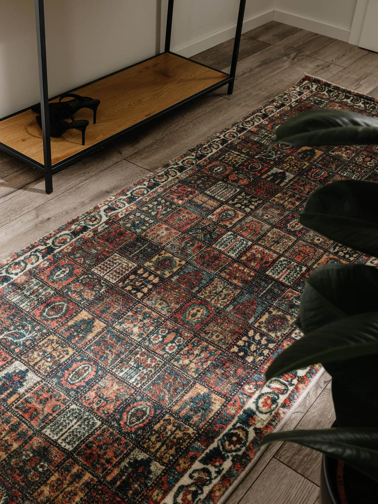 Tapis patchwork ethnique de couloir rouge 80x240 cm