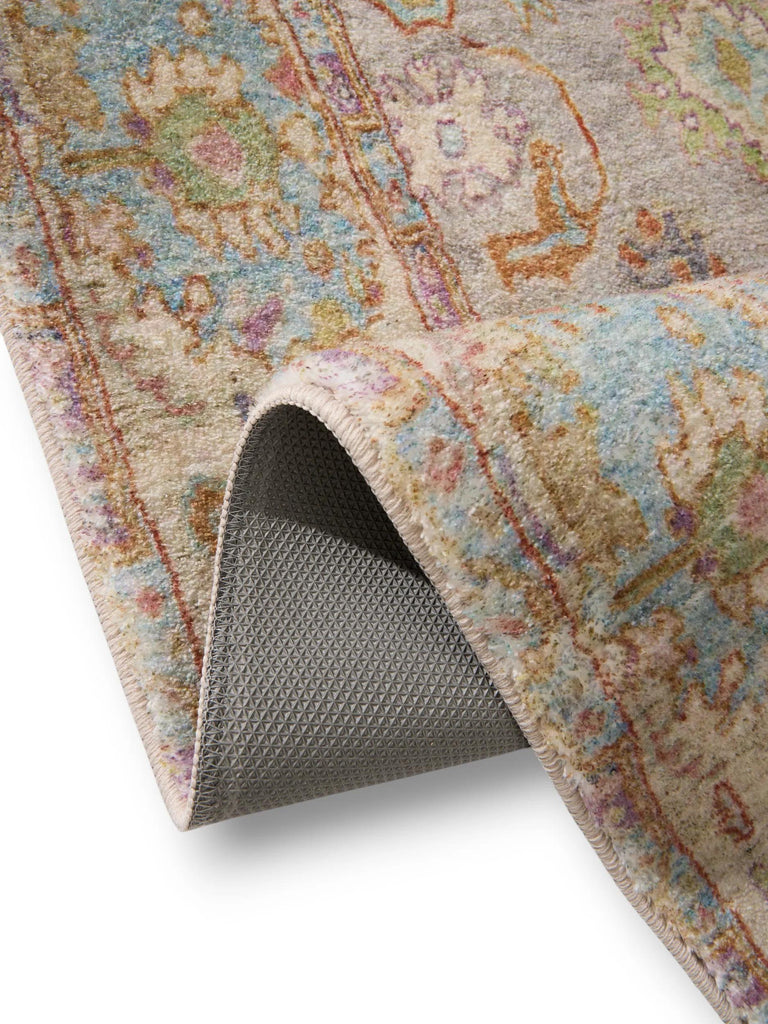 Tapis ethnique style oriental de couloir multicolore et orange 80x240 cm