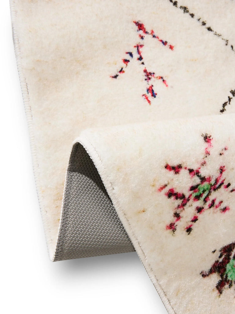 Tapis berbère motif ethnique blanc et multicolore 80x150 cm