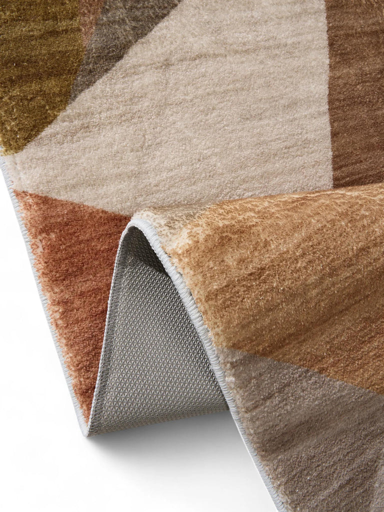 Tapis géométrique patchwork multicolore tons marron 200x300 cm