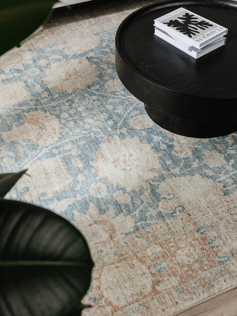 Tapis vintage oriental beige et bleu 300x400 cm