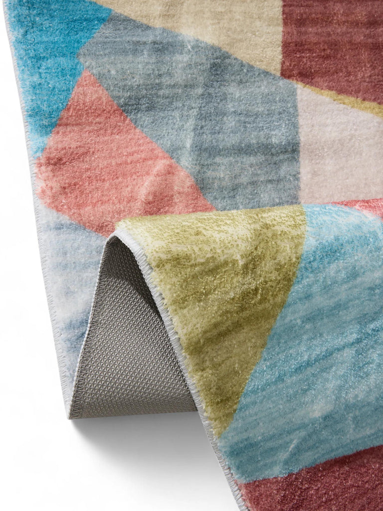 Tapis géométrique patchwork multicolore tons rose 80x150 cm