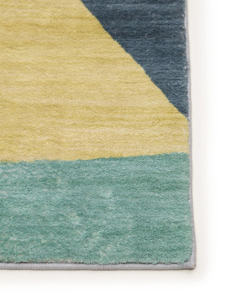 Tapis géométrique moderne vert et jaune 200x300 cm