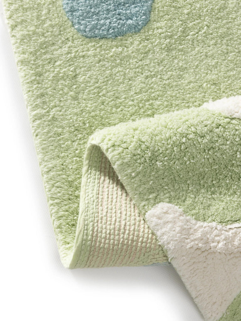 Tapis moderne monde marin enfant multicolore et vert en coton 140x200 cm