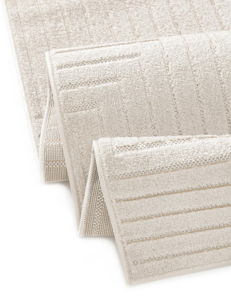 Tapis moderne géométrique de couloir crème d'intérieur et d'extérieur 80x200 cm